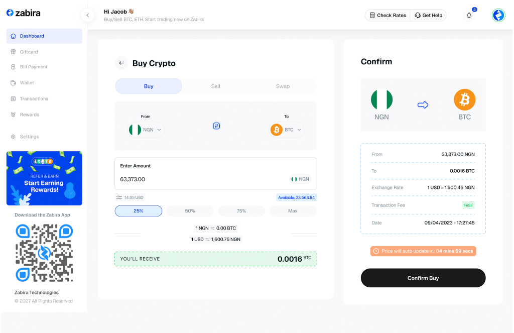 How to Sell Crypto on Zabira and Withdraw to Your Bank Account Image 3 1024x663